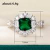 Huitan Funkelnde Grüne Zirkonia Eheringe Damenringe Farbe Mode Luxus Verlobung Jahrestag Trendiger Schmuck Geschenke