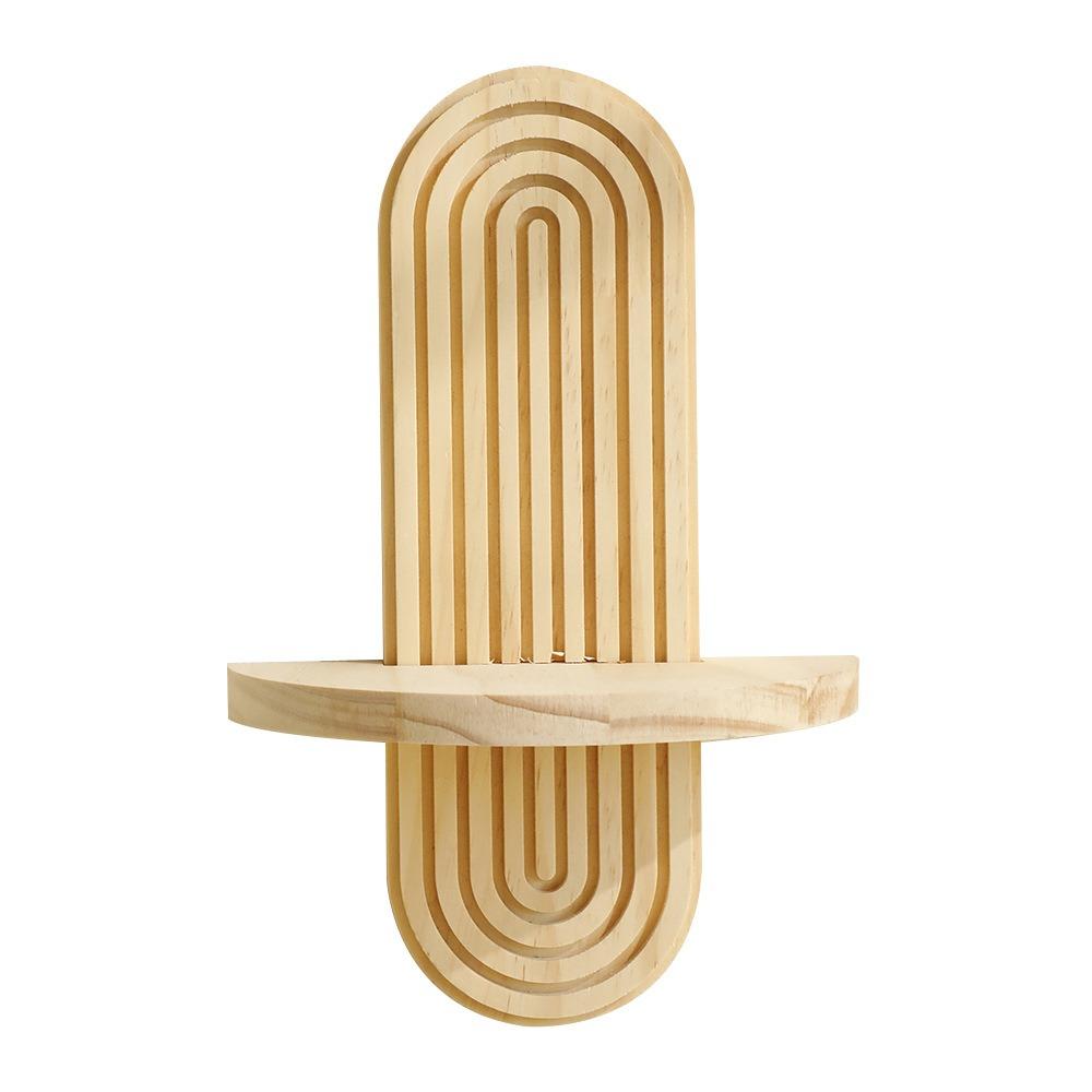 Oval Threaded Wooden Wall Shelves Natural Artistic Wooden Stand Wall Mounted Shelf Living Room