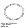 ORSA JEWELS Italian 925 Sterling Silver Men Bracelet 5.0mm Diamond-Cut Figaro Chain Bracelet for Women Wide Thick Bracelet SB66