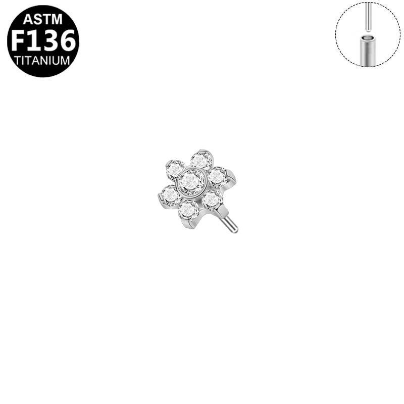 European & American F136 Titanium Butterfly Flower Ear Stud (Head Only)