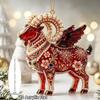 Shining Goat Hanging Ornament 2D Acrylic Flat Pattern Animal Pendant Car Rearview Mirror Charm Christmas Tree Ornament