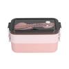 Lunch Box 2 Tier Stackable Container Folding Buckle Stainless Steel Insulated Lunch BoxCoral Pink