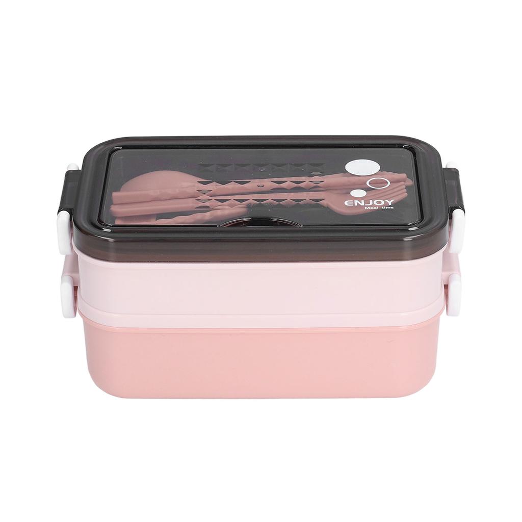 Lunch Box 2 Tier Stackable Container Folding Buckle Stainless Steel Insulated Lunch BoxCoral Pink