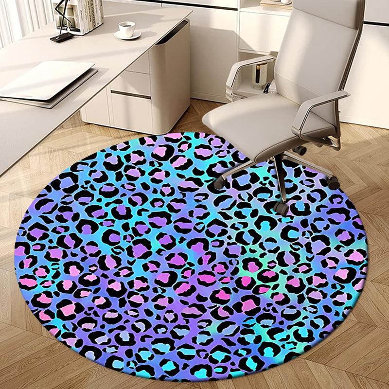 1PC Leopard print Non-Slip Floor Round carpet, Office, family, bedroom, Large Area Rug Indoor Rugs, Vibrant Colors-Z0436