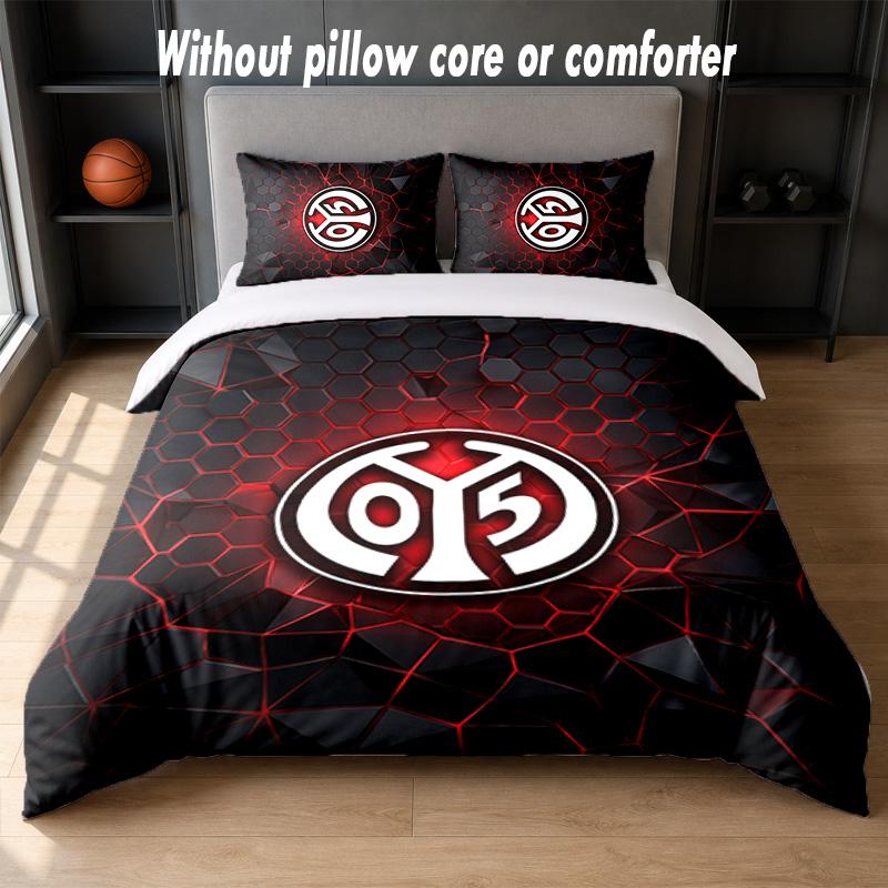 Mainz FC Design Bed Bedding Set 1 Duvet Cover + 2 Pillowcases Soft Breathable Household Bed Linens
