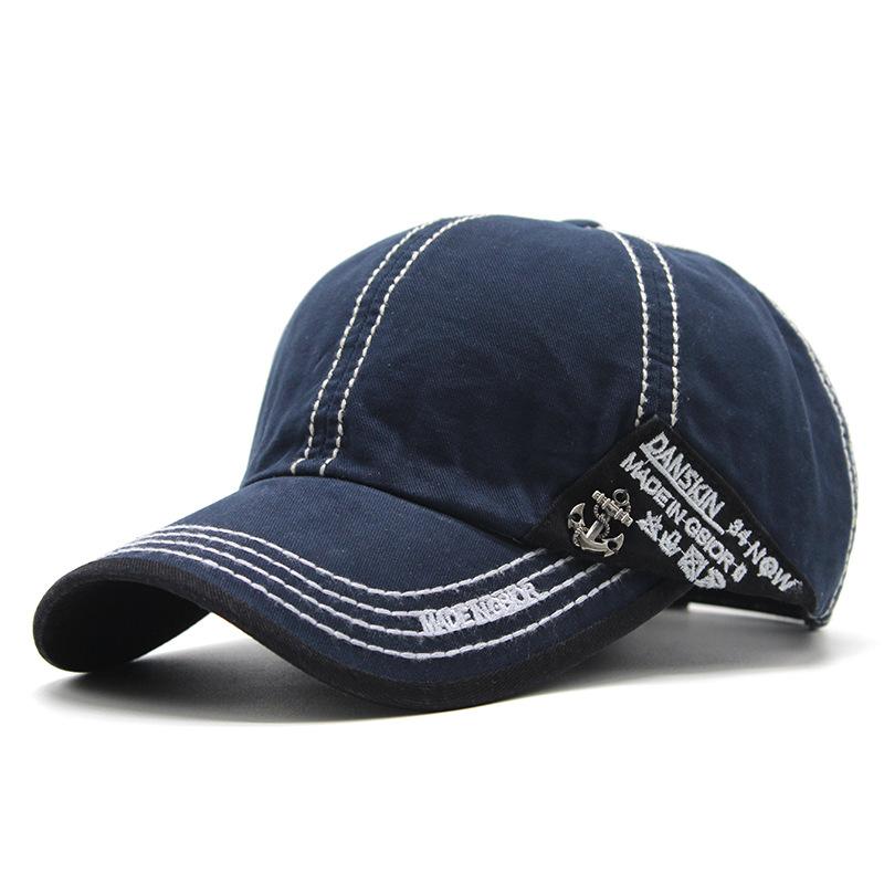 Spring And Summer Anchor Metal Label Embroidered Men S And Women S Pure Cotton Baseball Cap Cap Cap Sun Hat 56-60cm