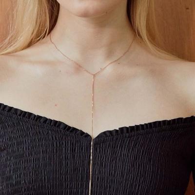 Hish Y Strap Nacklace- Rose Gold (silver925, 18k Gold)