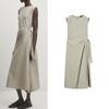 MD Spring New Fashion Temperament Waist-Controlled Drape Large Sleeveless Bow Tie Poplin Dress 6613613