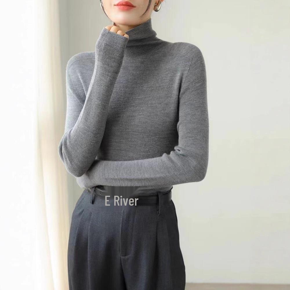 Women's Seamless High-Grade Turtleneck Knit Sweater - Slim Fit, 2025 Autumn/Winter Collection