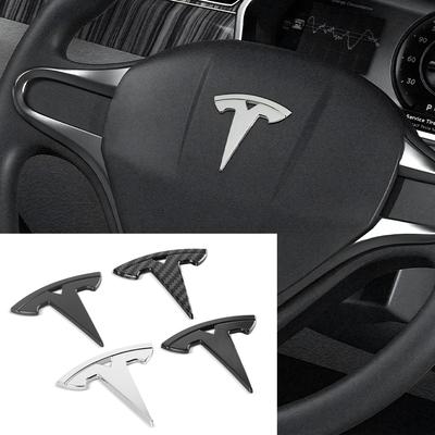 3D Car Badge Steering Wheel Emblem Cover Auto Interior Accessories For Model 3 Model S X Model Y 2020 2021 2022 Roadster