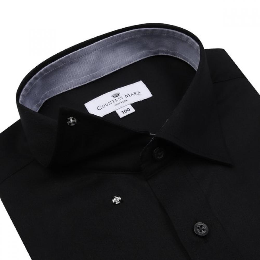 Countess Mara Stretch Snap Collar Black Long Sleeve Shirt Cdcz1b5302k0