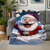 "Christmas Santa Claus Breaking Through Ice Wallpaper"Blanket Flannel Throw Blanket for Sofa, Bed, Travel, Camping, Office