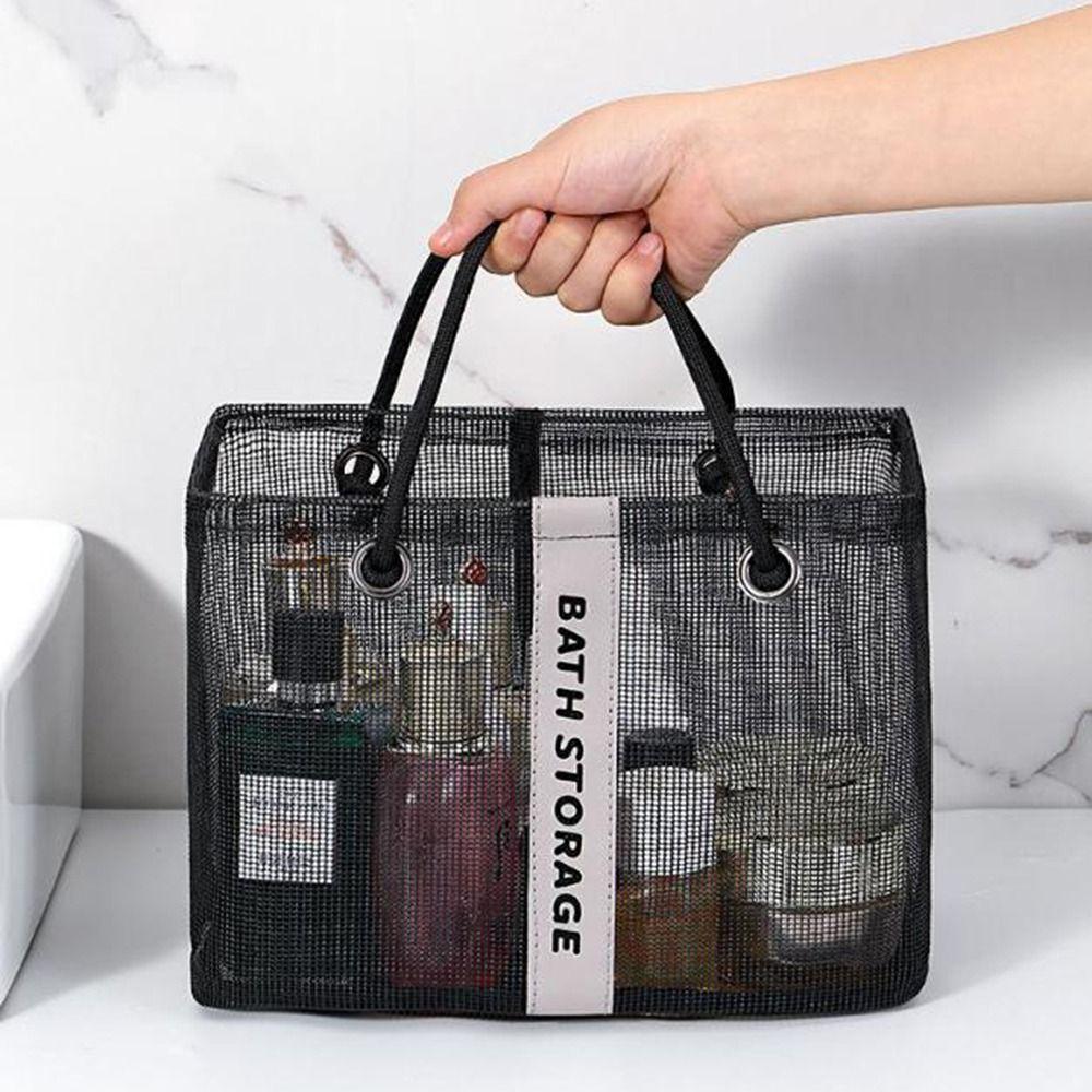 Breathable Mesh Shower Bag Large Capacity Makeup Tote Handbag Beach Organizer  for Home