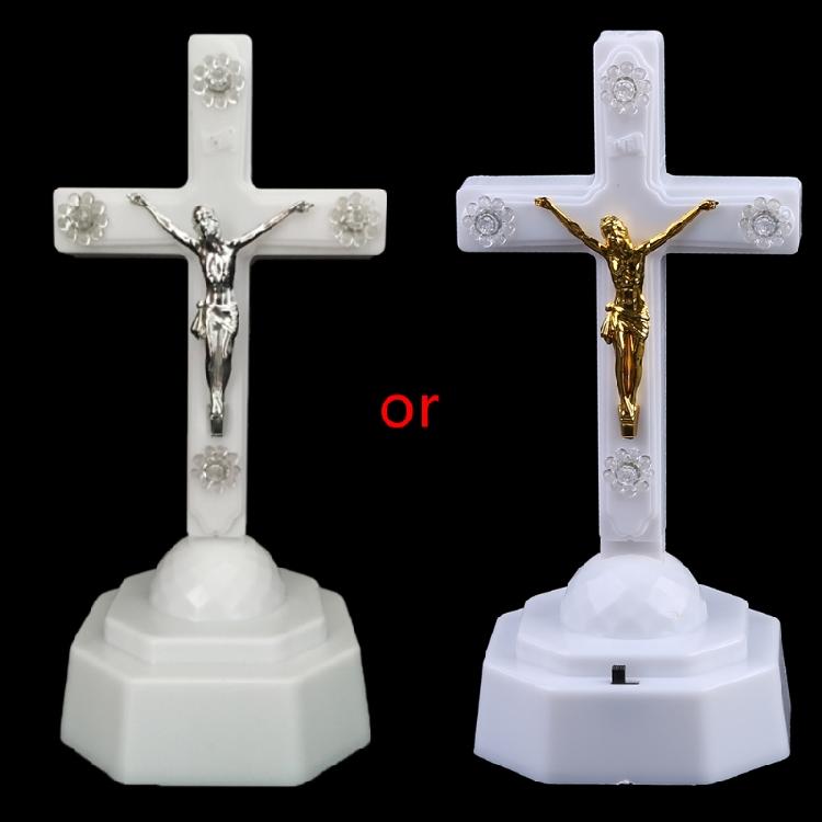 Crucifix Shaped Night Lights Home Church Pray Ornaments Crucifix Church Souven 1 белый