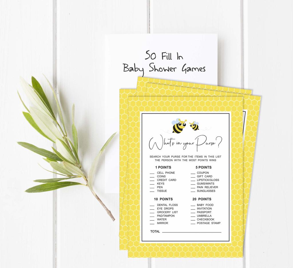 Inkdotpot Gender Neutral Honey Bee Party Supplies-Set Of 50 Baby ShowerA  Prediction Cards For Baby Shower
