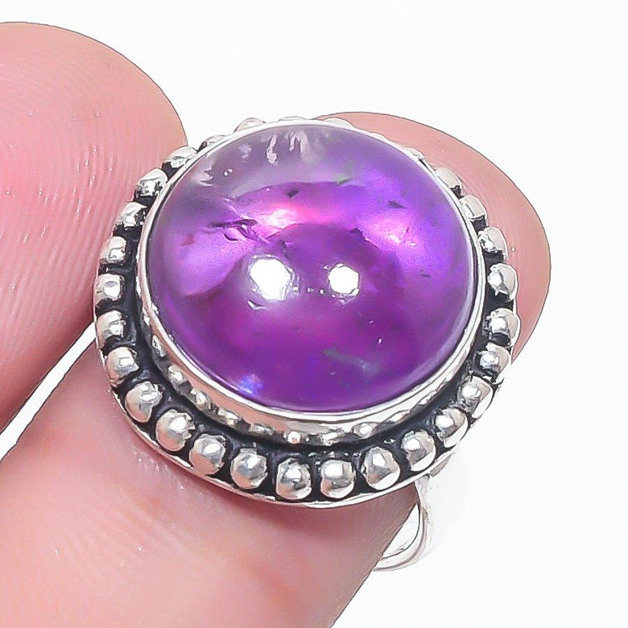 

Natural Sage Amethyst Gemstone 925 Sterling Silver Jewelry Ring Size 7 AR-15708