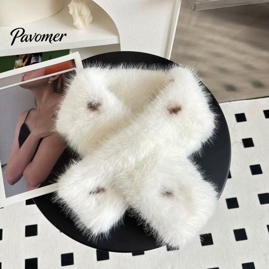 Winter Essential Clothing Accessories Faux Fur Collar Scarf for Women, Plush Neck Warmer Scarf, Fluffy Versatile Fashion Scarves, Thanksgiving