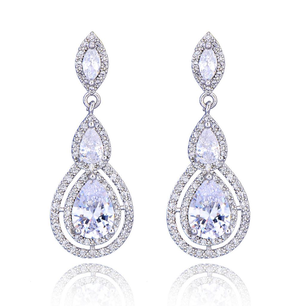 Elegant Water Drop Zircon Earrings For Women With Sparkling Cubic Zirconia And Highend Style
