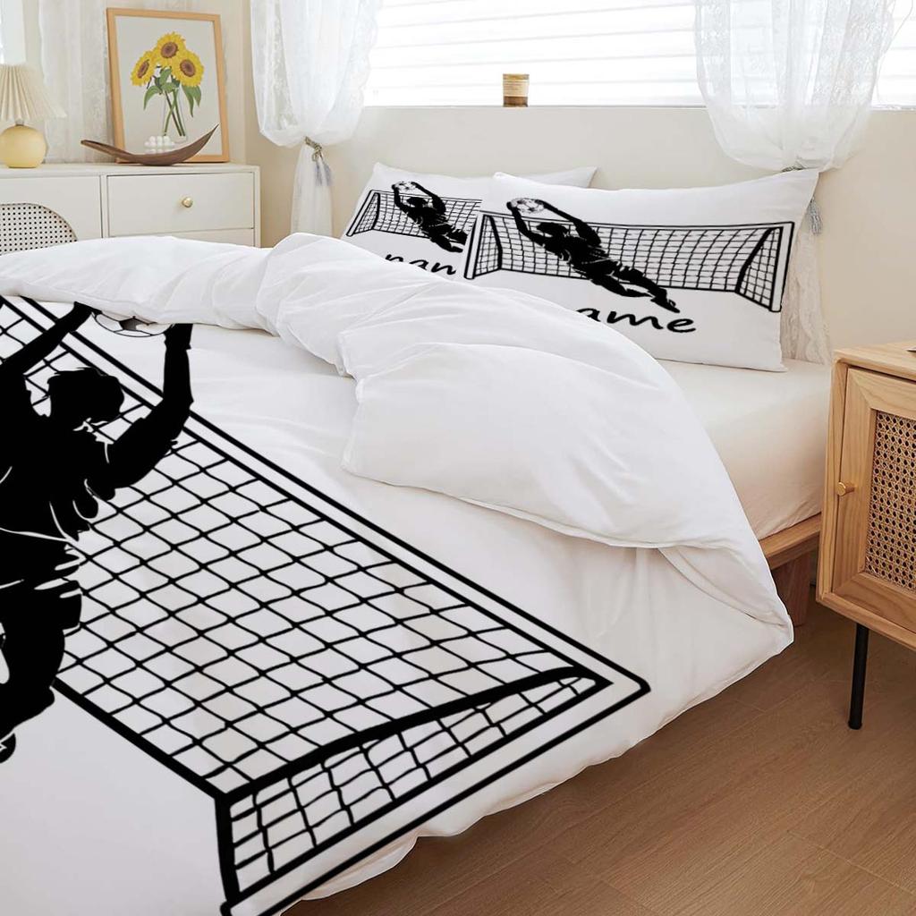 Customize [Customized] 3pcs Bedding, Personalized Soccer Goalkeeper Digital Print, Bedding, 2 Pillowcases + 1 Duvet Cover, Corel
