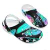 White EVA Clogs with Bat Mushroom Print, Lightweight Slip On Garden Shoes, Breathable Beach Sandals, Indoor Outdoor Slippers for Men Women