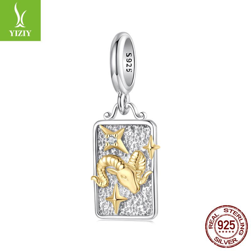 S925 Sterling Silver Twelve Constellations Pendant Jewelry Accessories Personalized Versatile Diy Beads