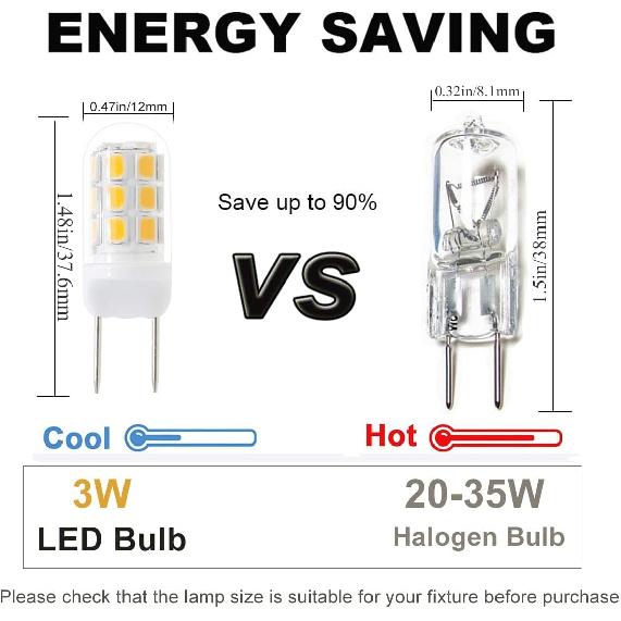 G8 Led Bulbs T4 Led Bulb 120V 20W-35W Halogen Replacement Bulb Warm White Light 3000K for Kitchen Lighting, Under-Cabinet Light and Puck Light, Pack
