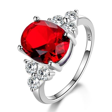 Women's Jewelry Silver Plated Rings White Pink Light Blue Champagne Zircon Oval Wedding Ring