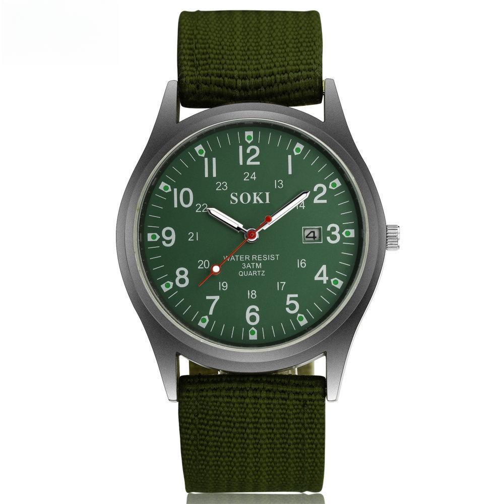 

Stylish Men s Military Watch Casual Nylon Watch Band Quartz Watch Band Calendar Display AVE