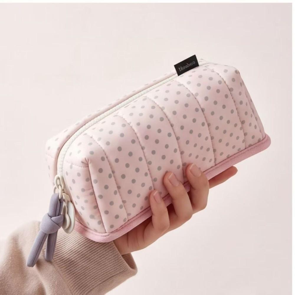 New Large Capacity Pencil Case Creative Dot Pattern Pencil Box Portable Pen Bag School Supplies