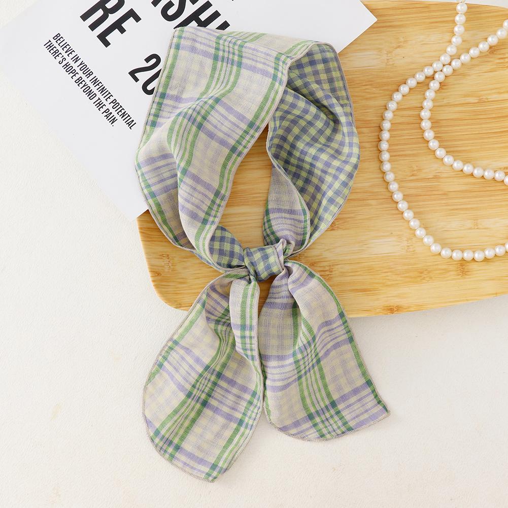 British Cotton Skinny Plaid Scarf Trendy Fashionableable Outfit Hairband Necktie Scarf Small Shawl Headscarf Neck Protection Scarf 11X120Cm