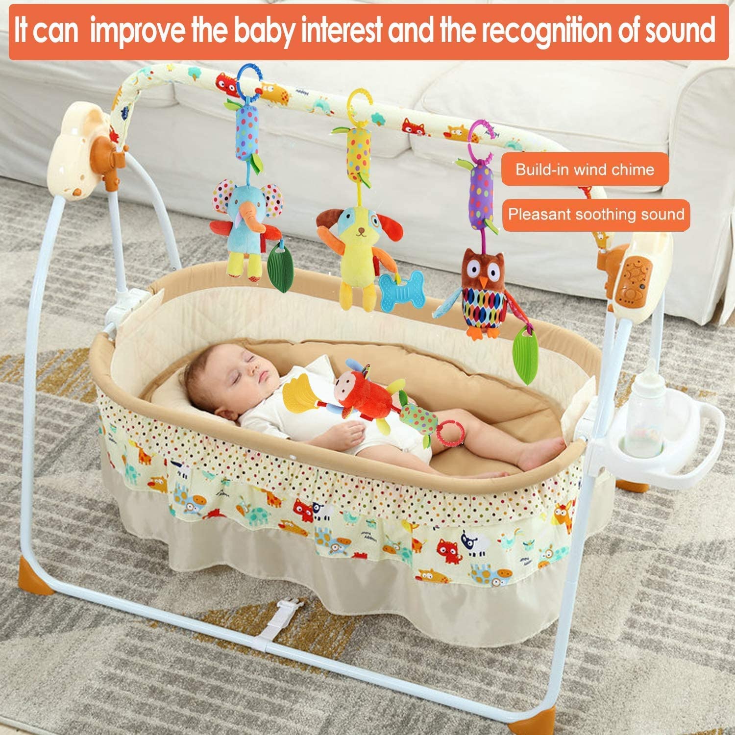 Детская игрушка Мягкая подвесная погремушка Обучающая игрушка с прорезывателями Плюшевое — фото 5