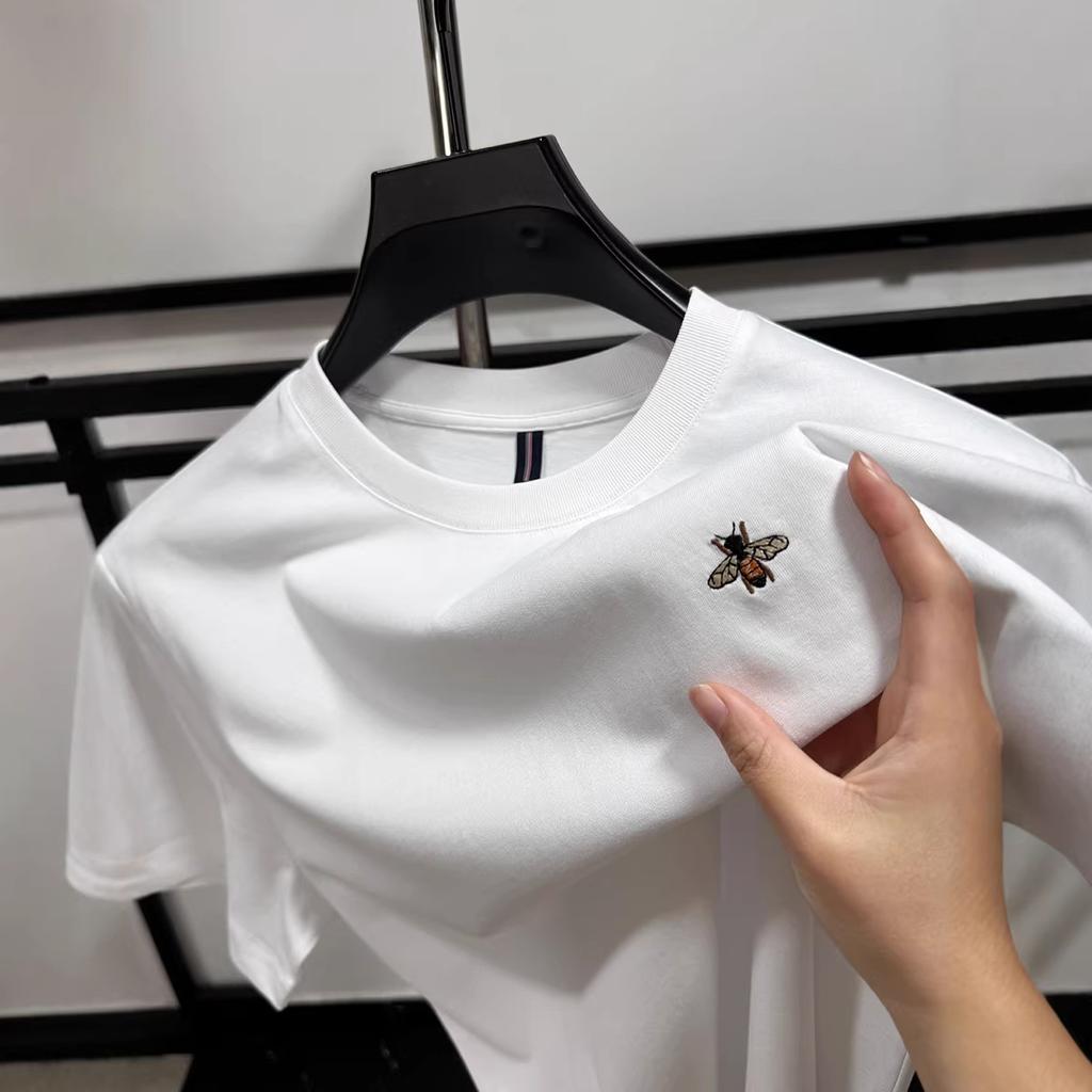 Cotton Short-sleeved Men's Summer New Loose Round Neck Embroidered T-shirt
