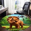 1pc Dinosaur Print Chair Carpet for Office, Round Polyester Mat, Indoor Decor for Office, Easycare Fabric, Washable Non-slip Area Carpet