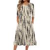 3/4-Ärmel Damenkleid Lässig Fließend A-Linie Midi T-Shirt Kleider mit Taschen Rundhalsausschnitt Urlaub Boho Strand Sommerkleid