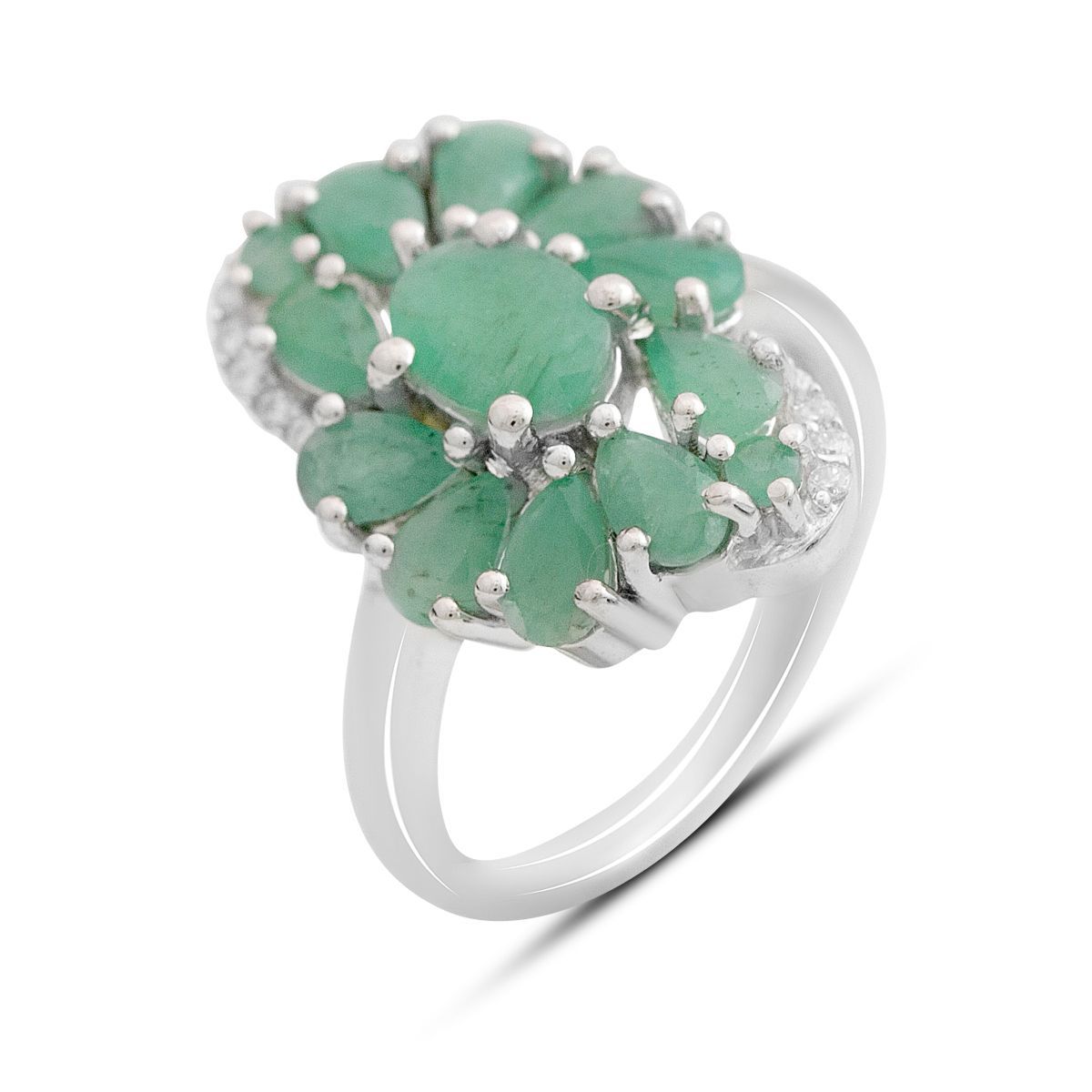 

Срібна каблучка з натуральним смарагдом 3.05ct, фіанітами, вага виробу 4,36 гр (2163640) 18 смарагдовий