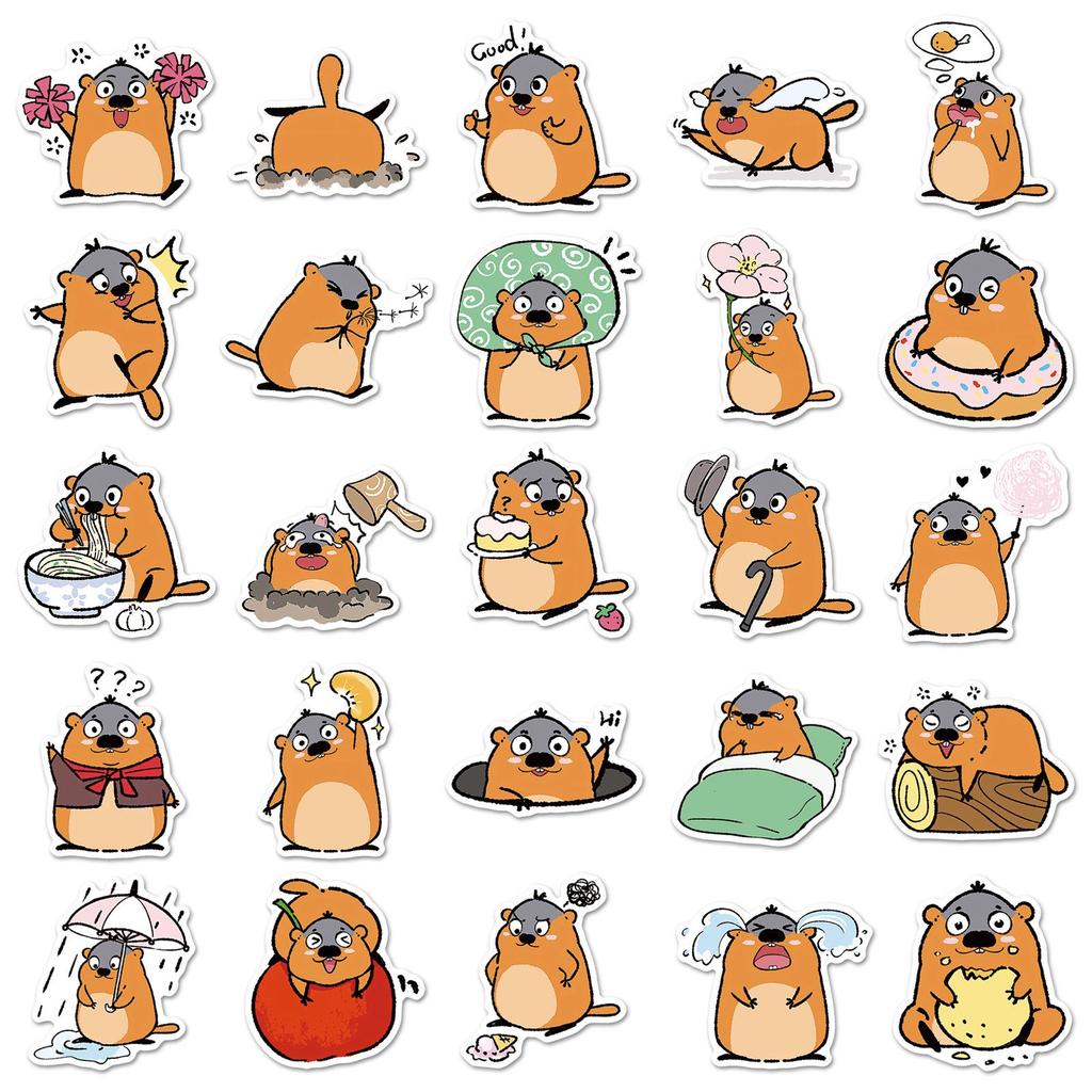 50 Cute Marmot Graffiti Stickers for Decoration - Perfect for Journals, Phone Cases, and Water Cups.