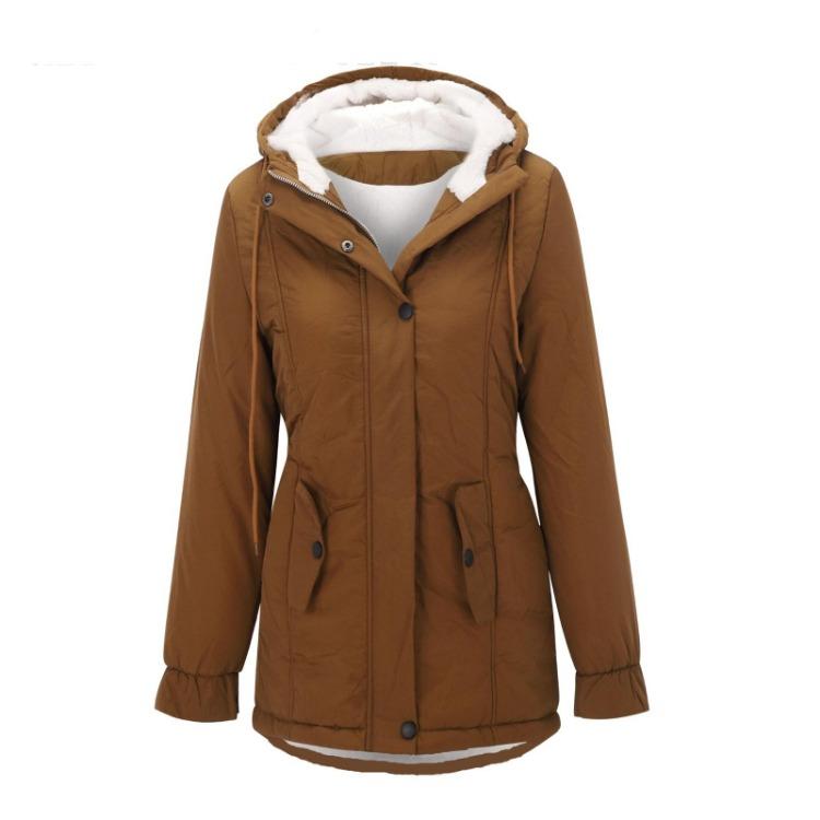 Women Fleece Hooded Coat Lamb Wool Cotton Padded Winter Fashion Coat