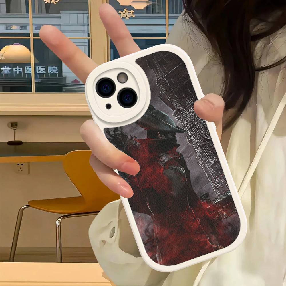 Dark Hunter B-Bloodborne Game Leather Phone Case For IPhone 16 15 14 17 Pro Max 11 12 Mini Plus Soft Shell