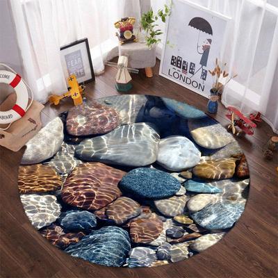 Cobblestone Round Rug Soft Thickened Kitchen Floor Mat Waterproof Non-slip Oil-proof Floor Mat Runner Rug