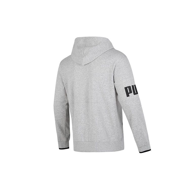 Puma Power Colorblock Hoodie With Solid Logo Print Men Tops Grey 676667-04