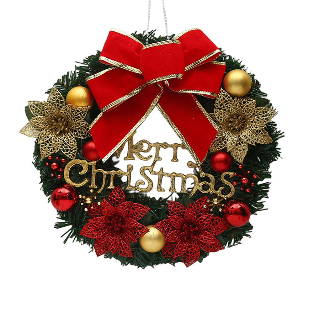Christmas Door Decor Wreaths Realistic Hanging Wreath Garland Decoration Versatile Bow/Berry/Santa/Reindeer for Home Party Decor