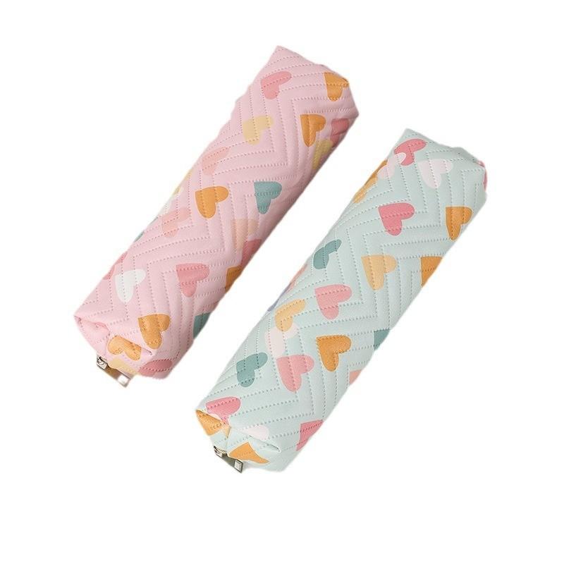 Cute Love Heart Pen Bag With Zipper Closure For Children And School Use