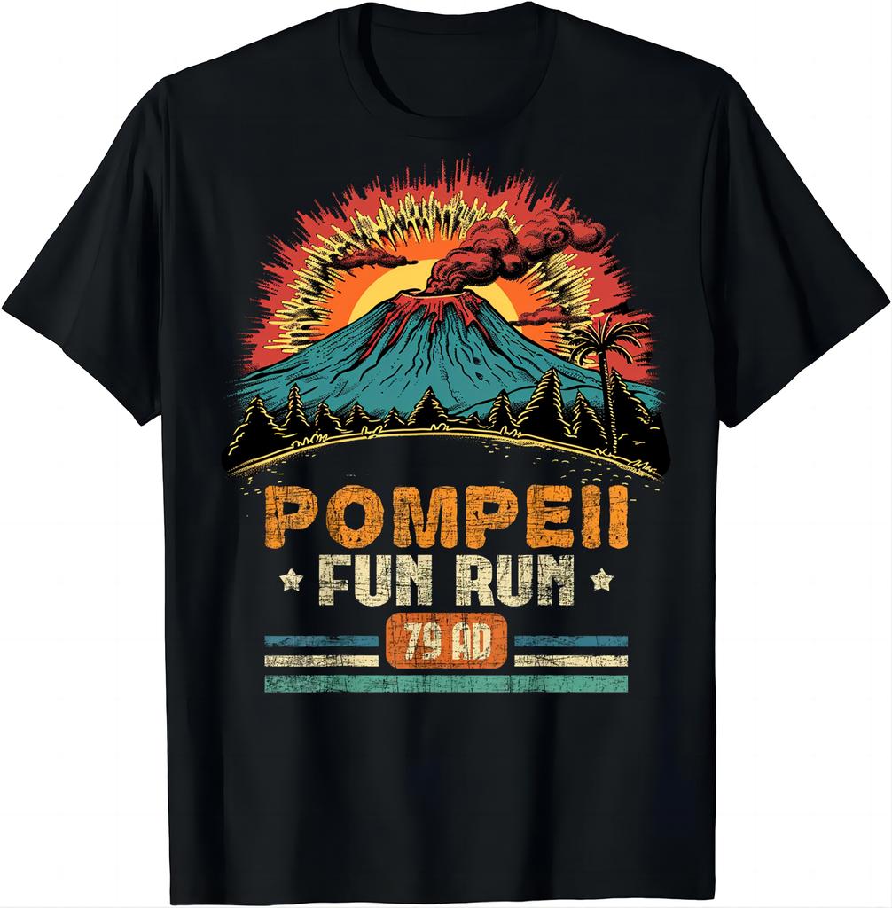 Pompeii Fun Run Geography Volcanologist Volcanology TShirt Streetwear Vintage T Shirt Camisetas