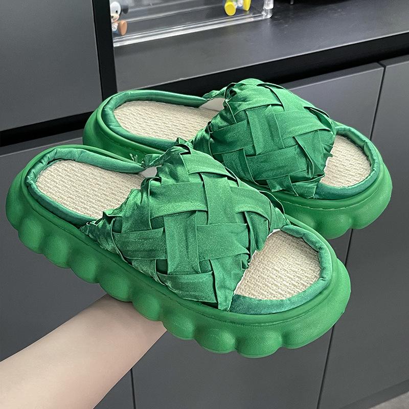 EVA Linen Slippers Four Seasons Spring and Autumn Indoor Household Cotton and Linen Stepping On Shit Feeling Thick Bottom Home Non-slip Slippers