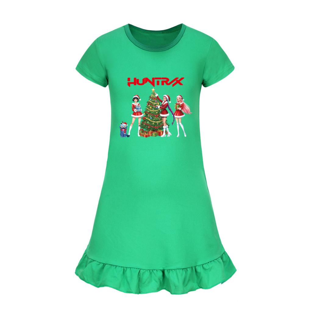 5085 Kids Girls Christmas New Year Mira Zoey Rumi Printed Ruffle Short Sleeves Casual Dress