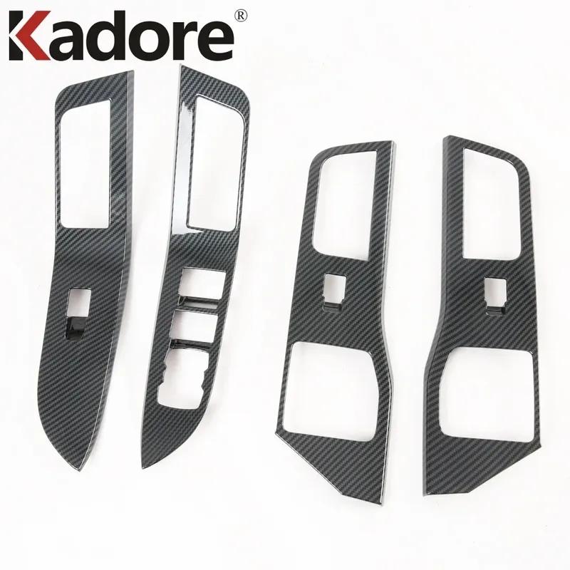 For Ford Explorer Carbon Fiber Car Inner Door Armrest Window Lift Switch Button Panel Cover Trim Accessories