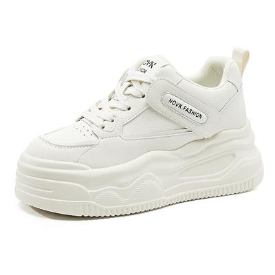 Modische 8,5 cm Damen Atmungsaktive Mesh-Sneaker Herbst Neuer Stil Vielseitig Dicke Sohle Lässige Sportschuhe Weiße Schuhe Bequem All-Match