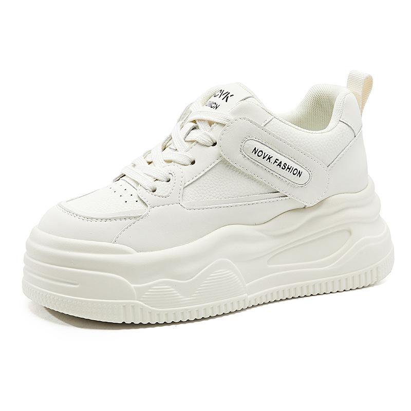 Fashion 8.5CM Women's Breathable Mesh Sneakers Autumn New Style Versatile Thick Bottom Casual Sports White Shoes Comfortable All Match