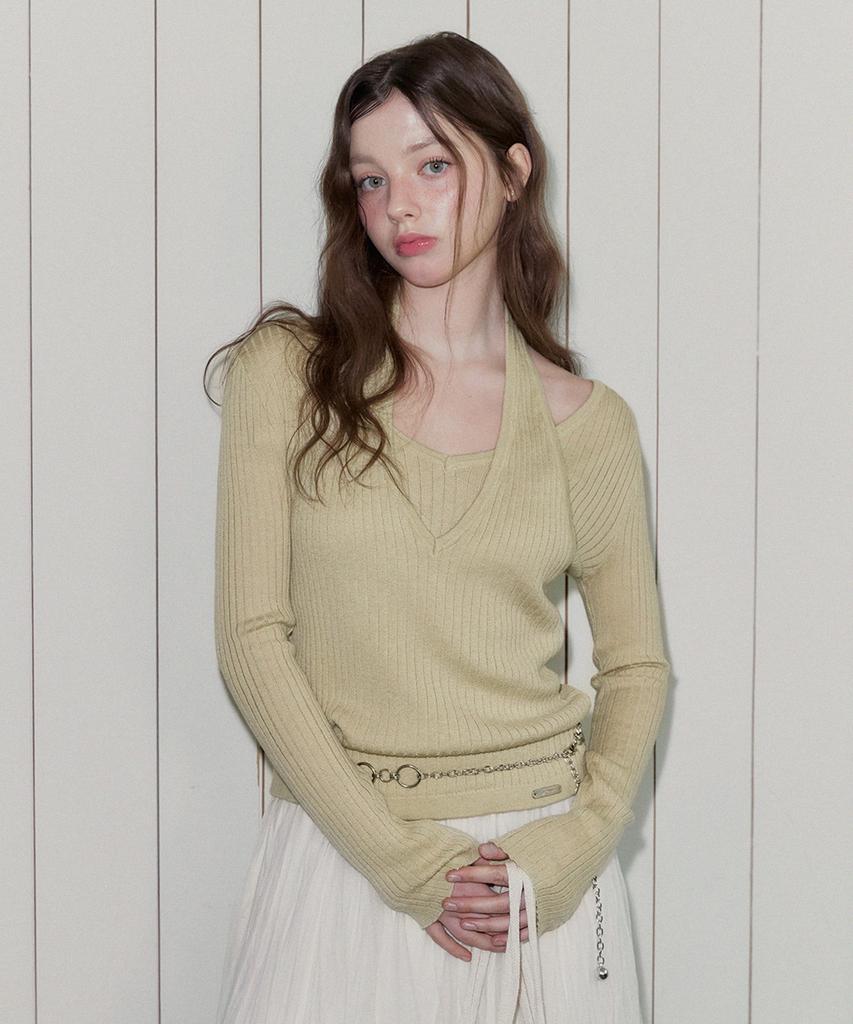 Teuwi Chnut Halterneck Layered Long Sleeve Knit