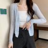 Cardigan sottile in seta di ghiaccio corto bianco da donna manica lunga lavorato a maglia protezione solare slim crop top Kintwear nuova moda semplice casual primavera estate